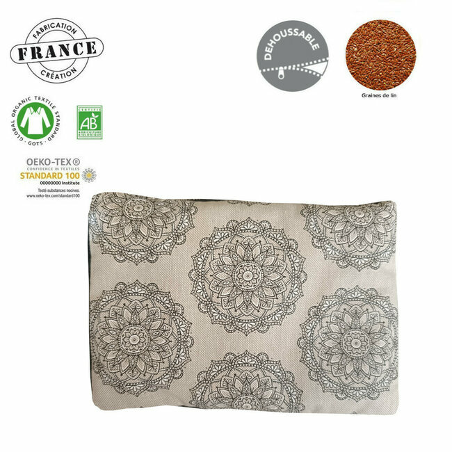 Bouillotte sèche naturelle Mandalas naturels Lin et Coton bio