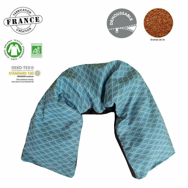 Bandeau naturel chauffant Cervicales et dos "Ming" en coton et lin bio