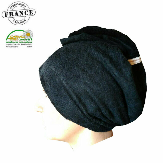 Serviette pour cheveux en bambou NOIR spéciale coloration