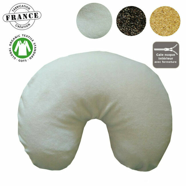 Coussin demi-lune Nuque et Assise naturel Tout coton bio