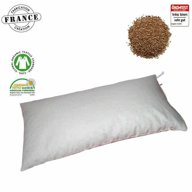 Coussin naturel de détente en balles de liège 20*40 cm