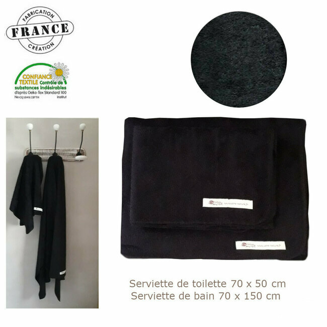 Serviette de Toilette en bambou naturel NOIR