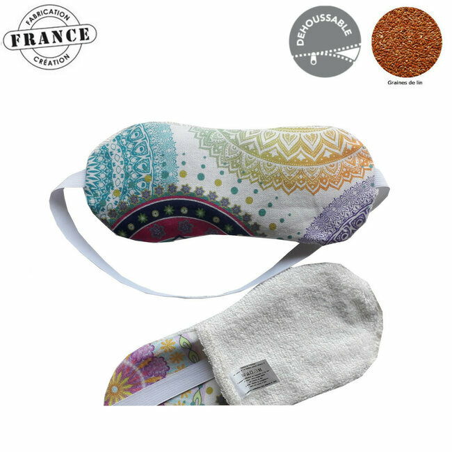 Masque détente des yeux Mandalas multicolores et graines de lin bio