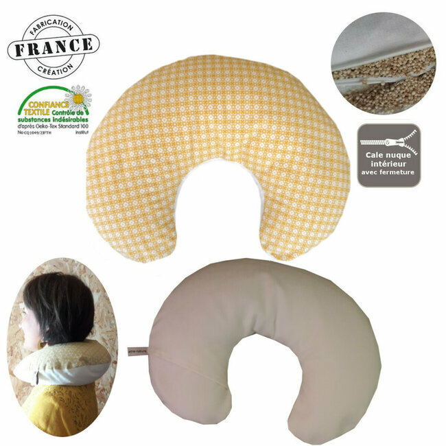 Cale nuque voyage coton Fleurs jaunes et millet bio