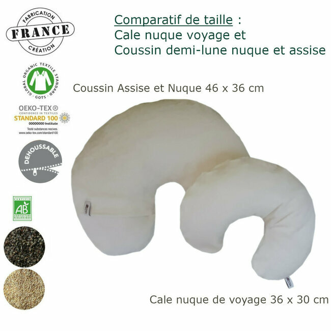 Coussin de Voyage Bio - Cale Nuque - Artisanat Ecologique Francais
