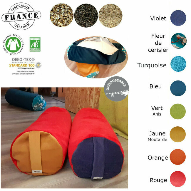 Bolster traversin naturel végétal en millet Yoga, détente, méditation Etre Nature