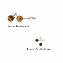 Boucles d'oreilles Perle ambre clous argent