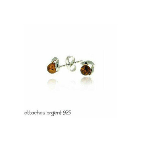 Boucles d'oreilles perle ambre et argent