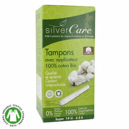 Tampons en coton bio avec applicateur Super Silvercare *14