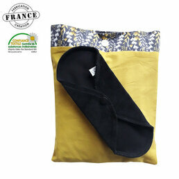 Serviette hygiénique lavable à ailettes COTON NOIR Pochette de 10