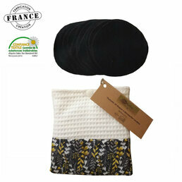 Pochette 10 disques à démaquiller lavables en bambou noir