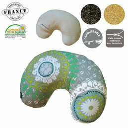 Coussin demi-lune Nuque et Assise naturel "Printemps"