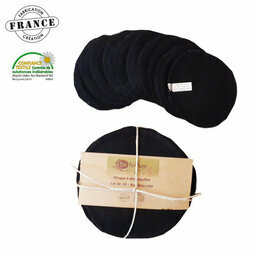 Disque à démaquiller lavable en bambou noir *10