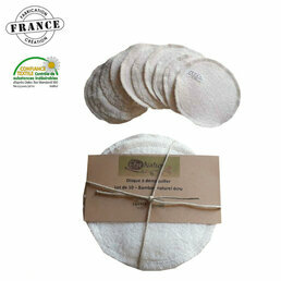 Disque à démaquiller lavable en bambou naturel écru *10