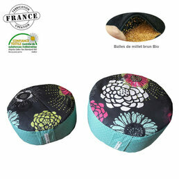 Zafu méditation "Festival floral" coton, bambou & millet bio