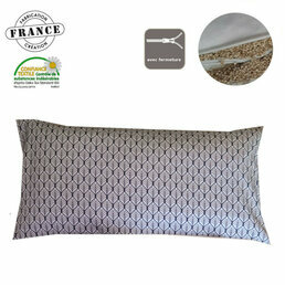 Coussin Détente Relaxation en millet bio avec taie imprimée "Feuilles bleues Sérénité" 20*40