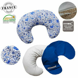 Cale nuque nomade déhoussable coton Liberty bleu et millet bio