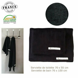 Serviette de Toilette & Drap de bain en bambou naturel NOIR