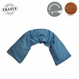 Bandeau naturel chauffant Cervicales et dos "Nid d'abeille bleu" en lin bio 
