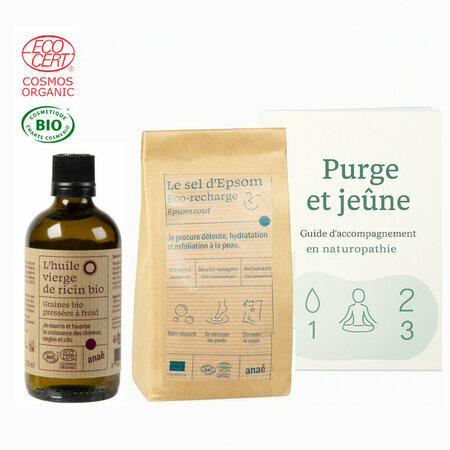 Box Coffret Purge & jeûne - Guide d'accompagnement holistique + Sel d'Epson et HV de Ricin bio 
